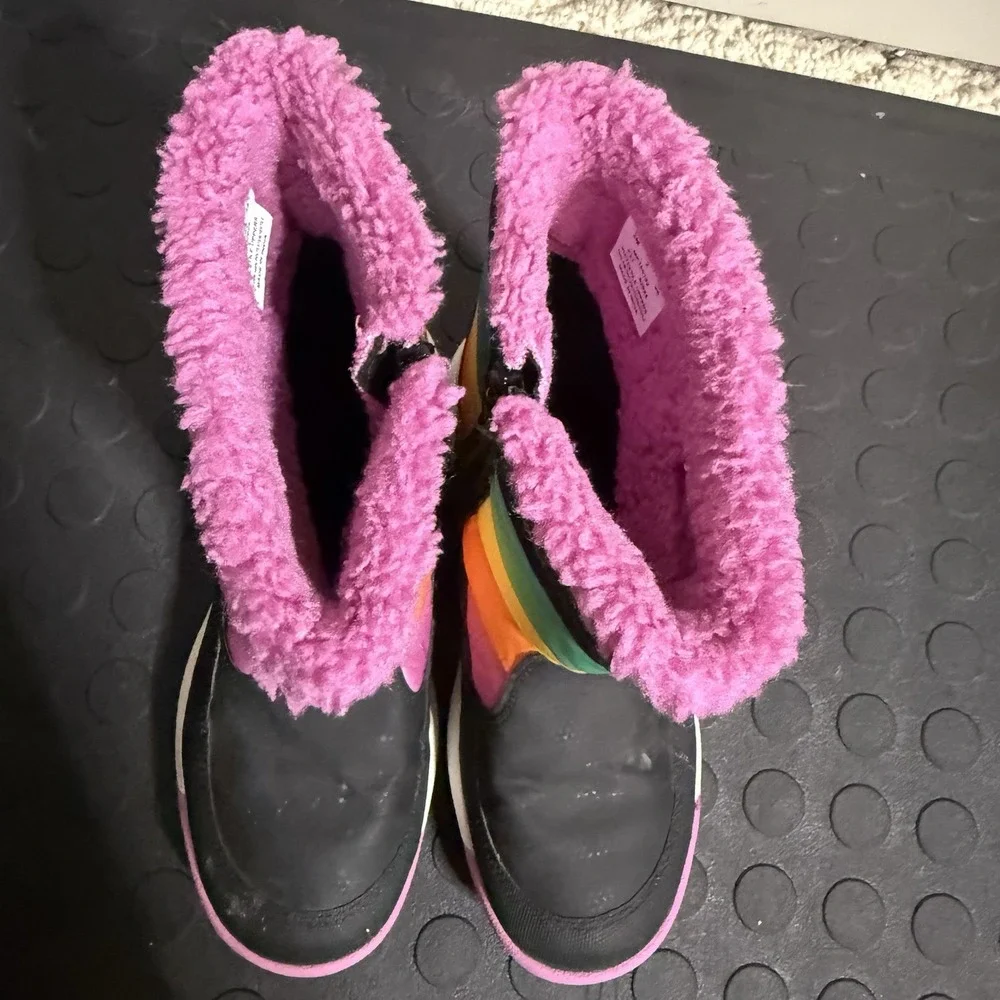 MERRELL Girls ALPINE SNOW STORM Warm BOOTS SIZE 3 MULTICOLOR Rainbow Pink Fur